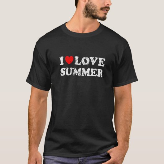 Uitgebreide grunge versleten stijl I Love Summer T-shirt (Voorkant)