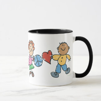 Uitgebreide handen van vrede en liefde mok