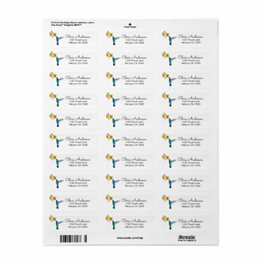 Uitgebreide Hummingbird return address Label (Full Sheet)