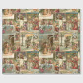 Uitgebreide  kerstbekkencollage cadeaupapier (Vlak)