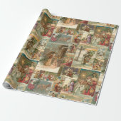 Uitgebreide  kerstbekkencollage cadeaupapier (Uitgerold)