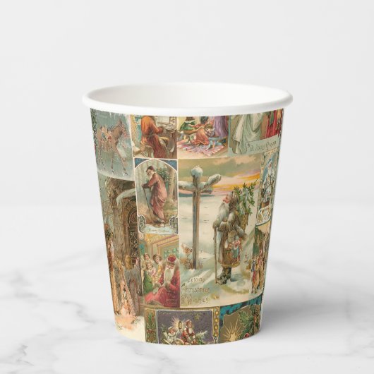 Uitgebreide  kerstbekkencollage papieren bekers (Achterkant)