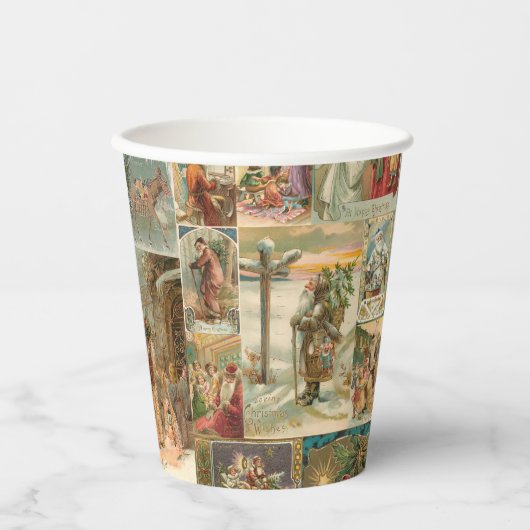 Uitgebreide  kerstbekkencollage papieren bekers (Voorkant)