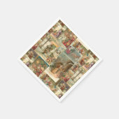 Uitgebreide kerstbekkencollage servet (Hoek)