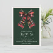 Uitgebreide Kerstfeest Uitnodiging met lint (Staand voorkant)