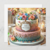 UITGEBREIDE KLEURRIJKE BLOEMIGE JUBILEA TAART (Voorkant / Achterkant)