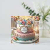 UITGEBREIDE KLEURRIJKE BLOEMIGE JUBILEA TAART (Staand voorkant)