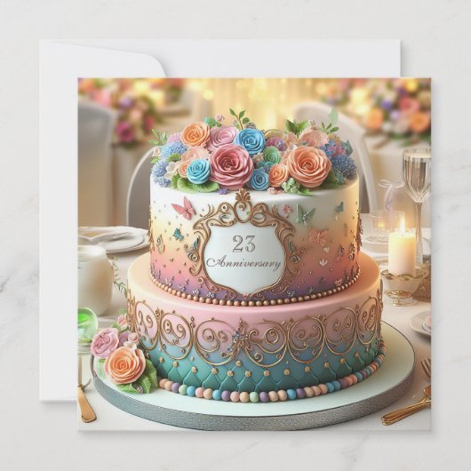 UITGEBREIDE KLEURRIJKE BLOEMIGE JUBILEA TAART (Voorkant)