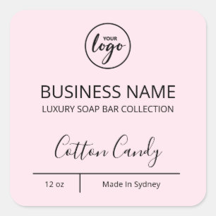 Uitgebreide Luxury Logo Pastel Pink Soap Bar Label