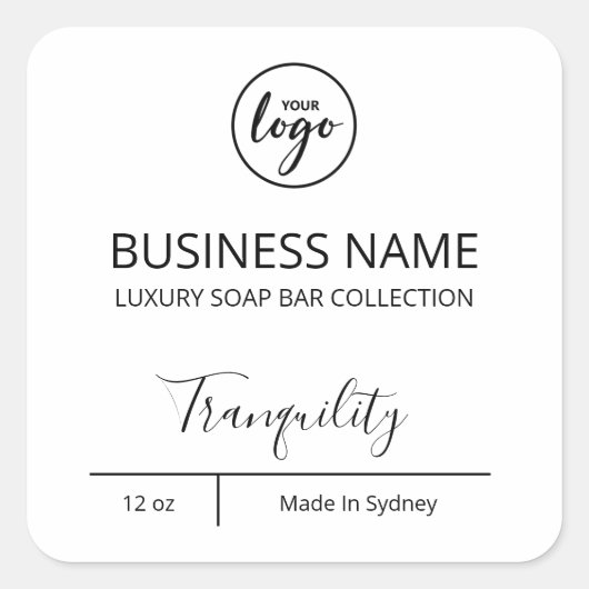 Uitgebreide Luxury Logo White Soap Bar Labels (Voorkant)