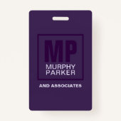 Uitgebreide Paarse vierkant Monogram Logo Foto Ba Badge (Achterkant)