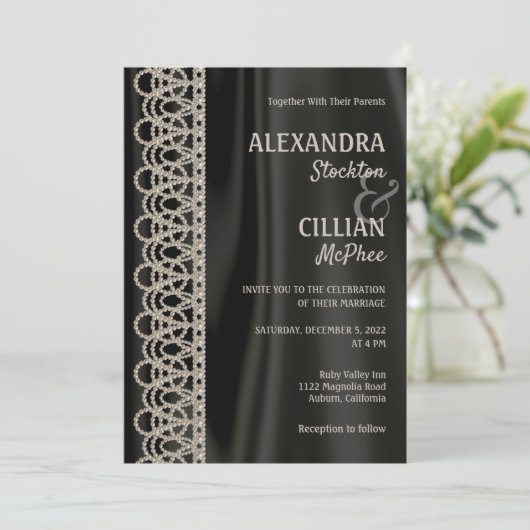 Uitgebreide parels en uitnodiging tot huwelijk (Staand voorkant)