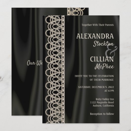 Uitgebreide parels en uitnodiging tot huwelijk (Voorkant / Achterkant)