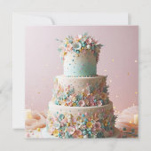 UITGEBREIDE PASTEL BLOEMENTAART VERJAARDAG KAART (Voorkant)