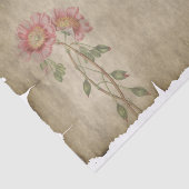 Uitgebreide roze bloemen op papier met perkamentpa (Detail)