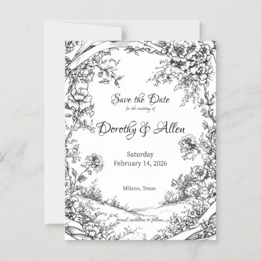 Uitgebreide rustieke bloemen magnetische uitnodiging (Voorkant)