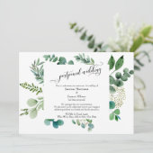 Uitgebreide Script Eucalyptus Uitgestelde Trouwkaa Kaart (Staand voorkant)