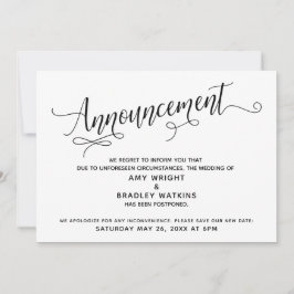 Uitgebreide script uitgestelde huwelijksaankondigi kaart