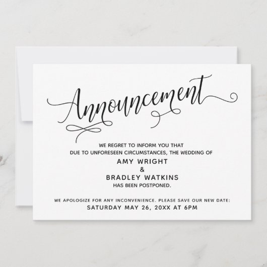 Uitgebreide Script Uitgestelde Trouw Aankondiging (Voorkant)
