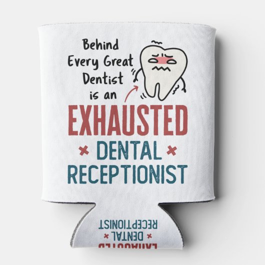 Uitgebreide tandheelkundige receptionist Funny Fro Blikjeskoeler (Achterkant)