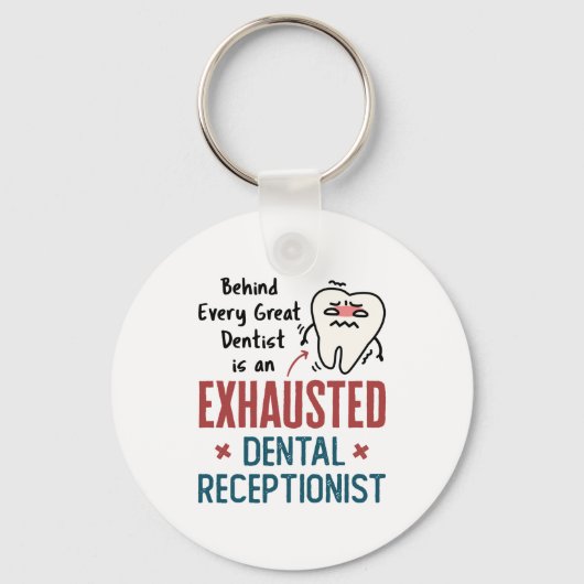 Uitgebreide tandheelkundige receptionist Funny Fro Sleutelhanger (Voorkant)