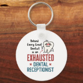 Uitgebreide tandheelkundige receptionist Funny Fro Sleutelhanger (Achterkant)