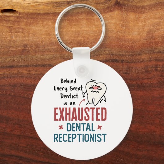 Uitgebreide tandheelkundige receptionist Funny Fro Sleutelhanger (Achterkant)