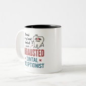Uitgebreide tandheelkundige receptionist Funny Fro Tweekleurige Koffiemok (Voorkant links)
