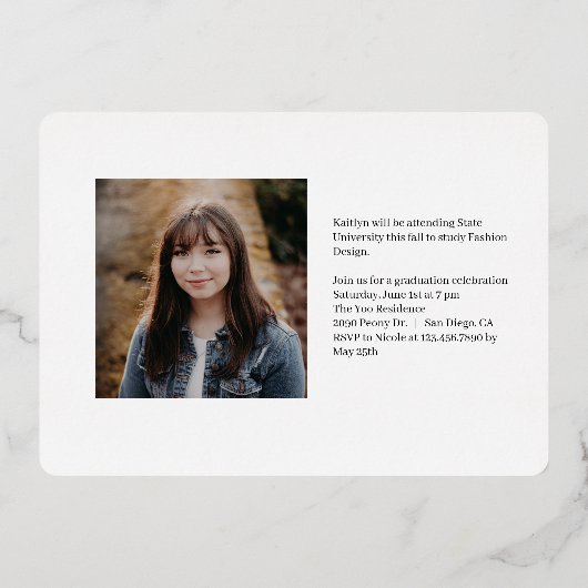 Uitgebreide Taste Folie Afstuderen Uitnodiging (Achterkant)