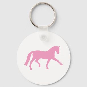 Uitgebreide Trot Dressage Horse (roze) Sleutelhanger