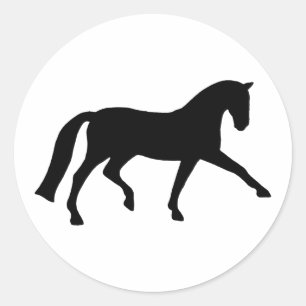 Uitgebreide Trot Dressage Horse (zwart) Ronde Sticker