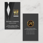 Uitgebreide Tuxedo Waiter Suit Gold Cutlery Visitekaartje (Voorkant / Achterkant)
