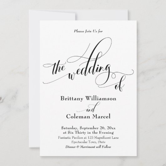 Uitgebreide Typografie Eenvoudig De Bruiloft Van Kaart (Voorkant)