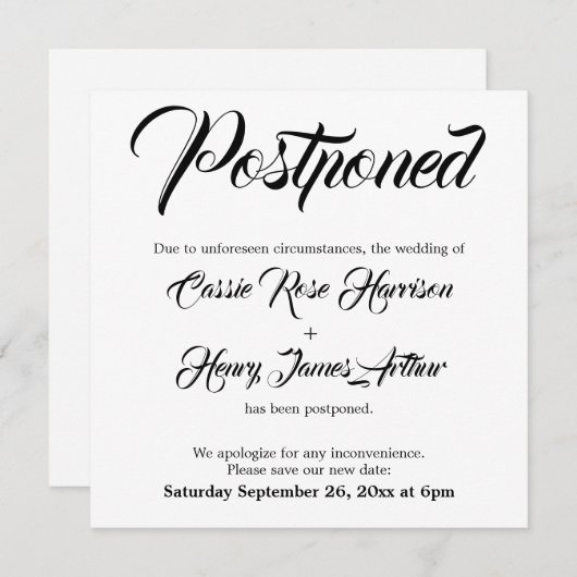 Uitgebreide Uitgestelde Wedding White aankondiging (Voorkant / Achterkant)