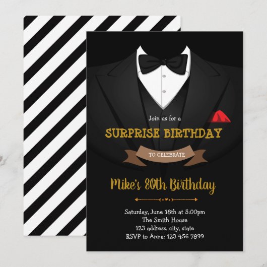 Uitgebreide uitnodiging voor man (Voorkant / Achterkant)