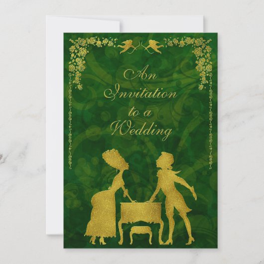  Uitgebreide Victoriaans Bal Masquerade Wedding Kaart (Voorkant)