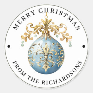 Uitgebreide Victoriaanse Versiering Blauwe Merry C Ronde Sticker