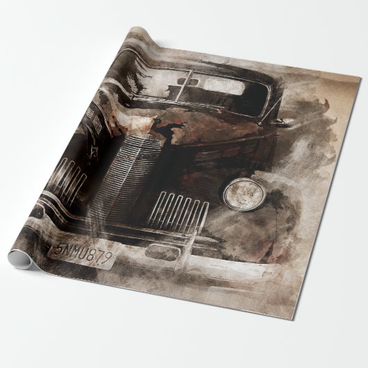 Uitgebreide vuilnisauto cadeaupapier (Uitgerold)