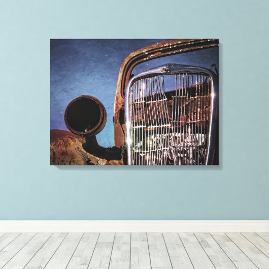 Uitgedoofde klassieke auto canvas afdruk (Insitu (Houten vloer))