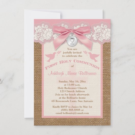 UITGEDRUKTE BOW EN CHARM Eerste Heilige Communie U Kaart (Voorkant)