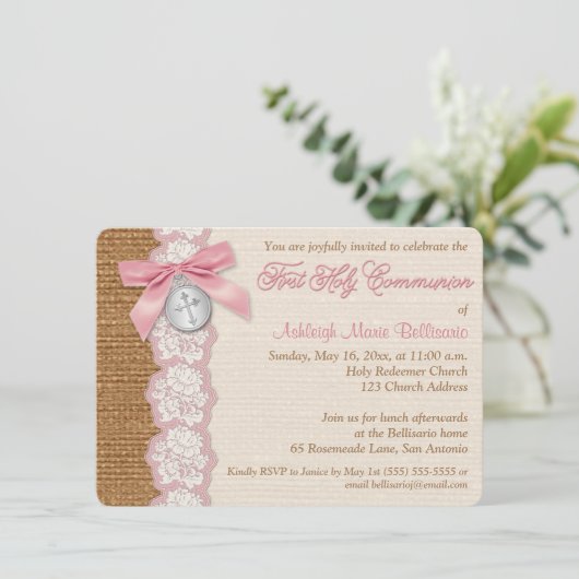 UITGEDRUKTE BOW EN CHARM Eerste Heilige Communie U Kaart (Staand voorkant)