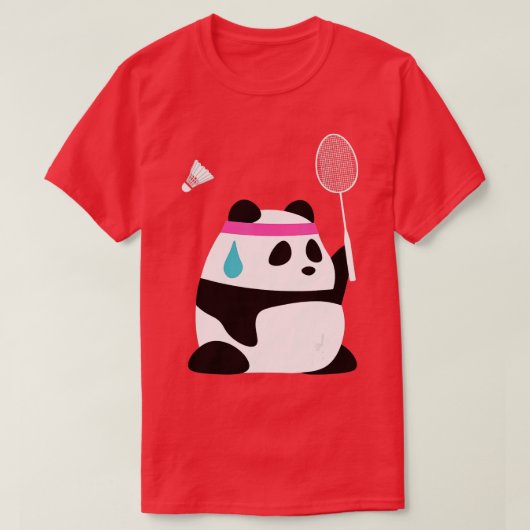 Uitgegraven Badminton Panda Funny Sweet Badminton  T-shirt (Design voorkant)