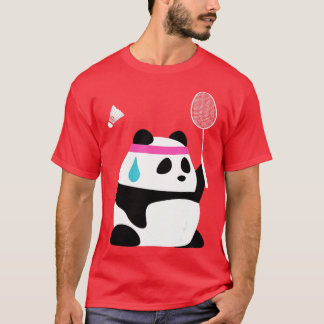 Uitgegraven Badminton Panda Funny Sweet Badminton T-shirt