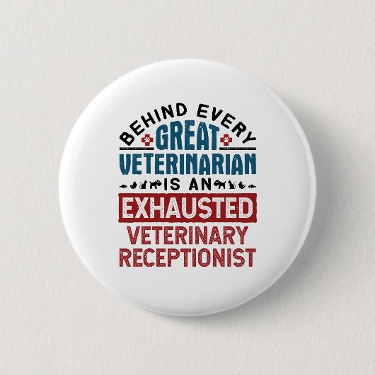 Uitgegraven veterinair receptionist ronde button 5,7 cm (Voorkant)