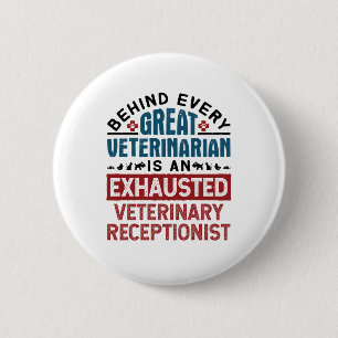 Uitgegraven veterinair receptionist ronde button 5,7 cm