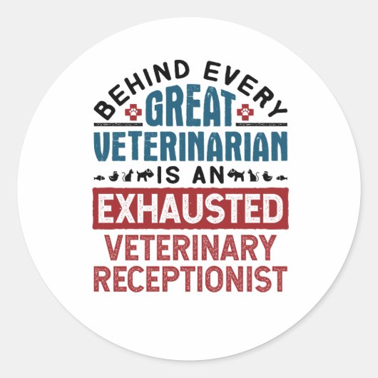 Uitgegraven veterinair receptionist ronde sticker (Voorkant)
