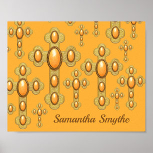 Uitgegroeide kruizen met 6 namaak sardonyx - poster