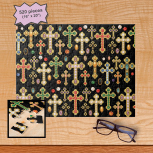 Uitgegroeide kruizen met nepedelstenen legpuzzel