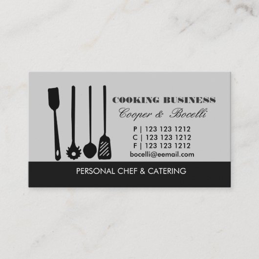 Uitgehakt pasta, gekookte spatel, spongereedschap visitekaartje (Voorkant)