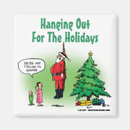 Uitgehangen Kerstman Verdraaide Cartoon Magneet
